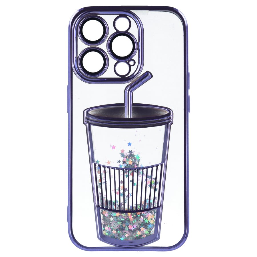 Funda Bumper con Vaso de Purpurina para iPhone 13 Pro Max