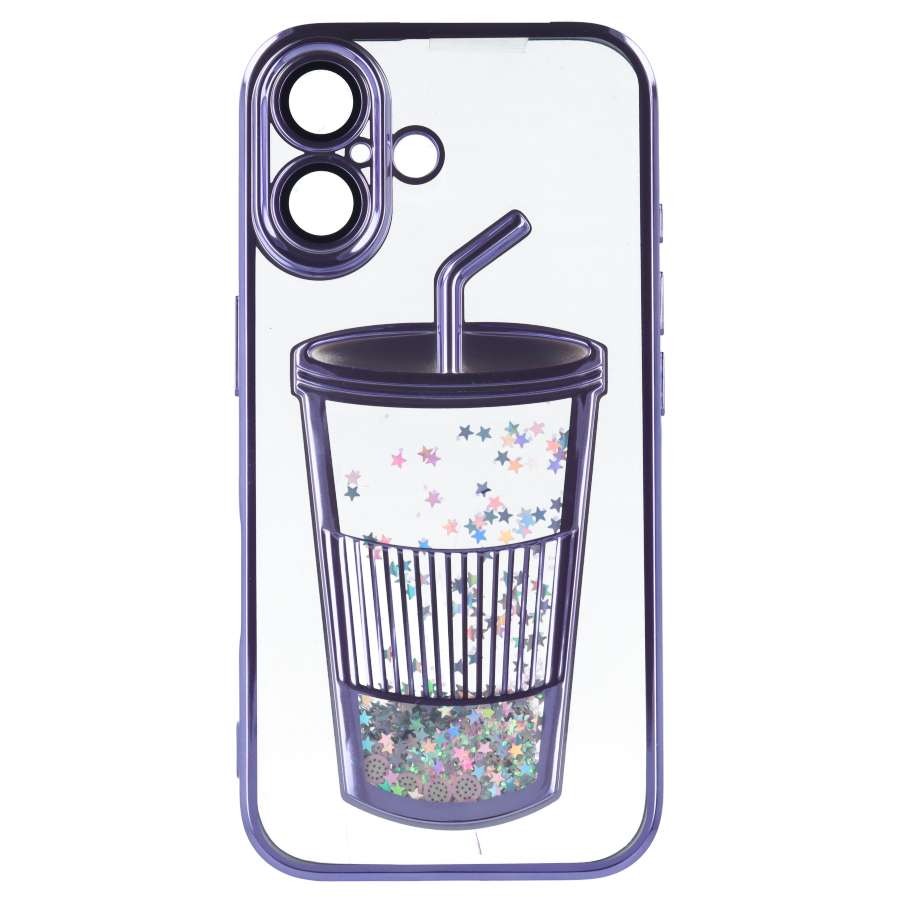 Funda Bumper con Vaso de Purpurina para iPhone 16