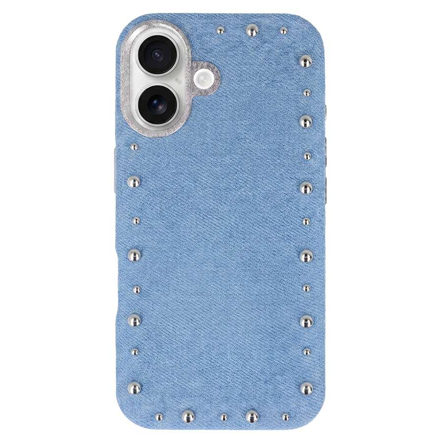 Funda Denim MagBattery para iPhone 16 Plus — vista frontal con acabado vaquero
